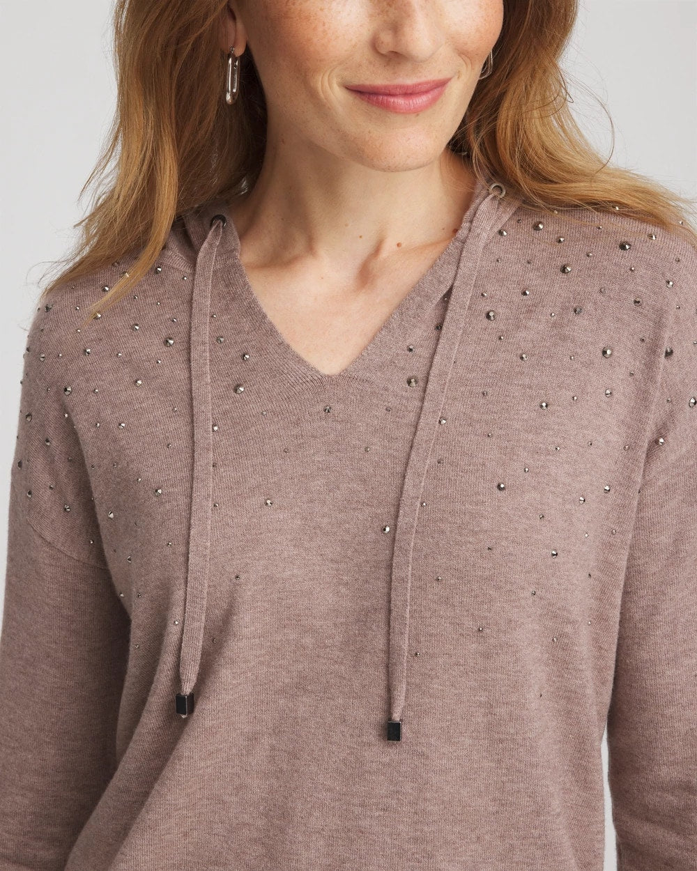 Chico's On Sale Taupe Heather Zenergy® Luxe Rhinestone Sweater