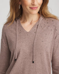 Chico's On Sale Taupe Heather Zenergy® Luxe Rhinestone Sweater