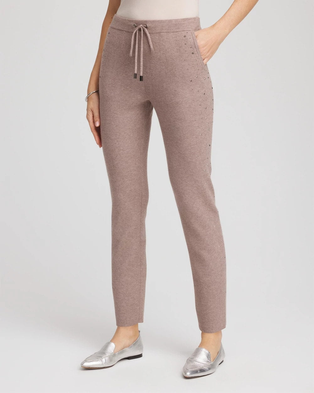 Chico's For Sale Taupe Heather Zenergy® Luxe Rhinestone Ankle Pants