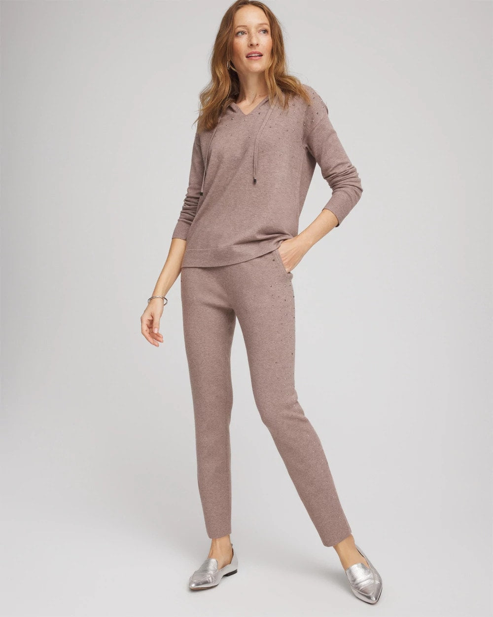 Chico's For Sale Taupe Heather Zenergy® Luxe Rhinestone Ankle Pants