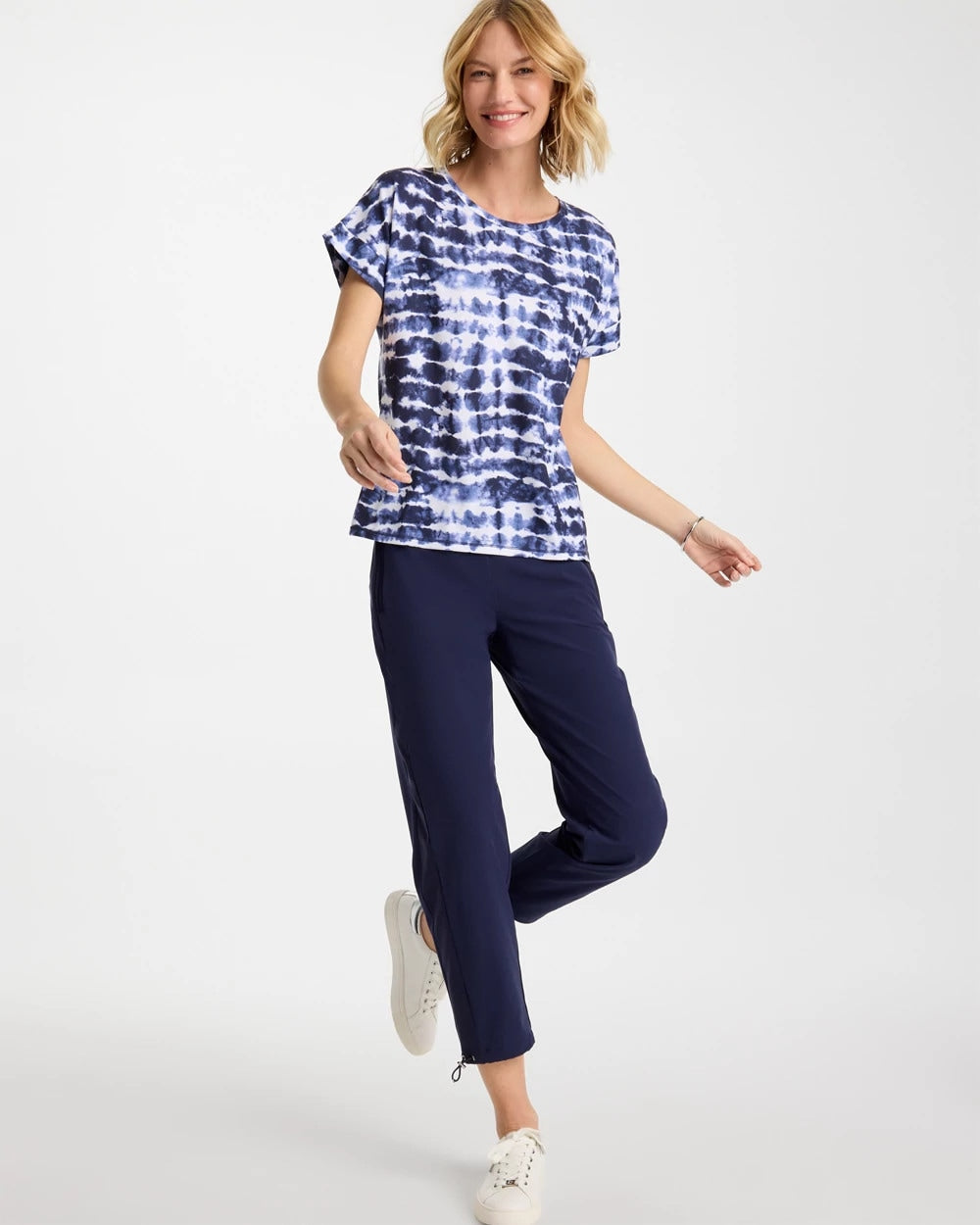Chico's Discount Passport Blue Zenergy® Tie-Dye Scoop-Neck Tee