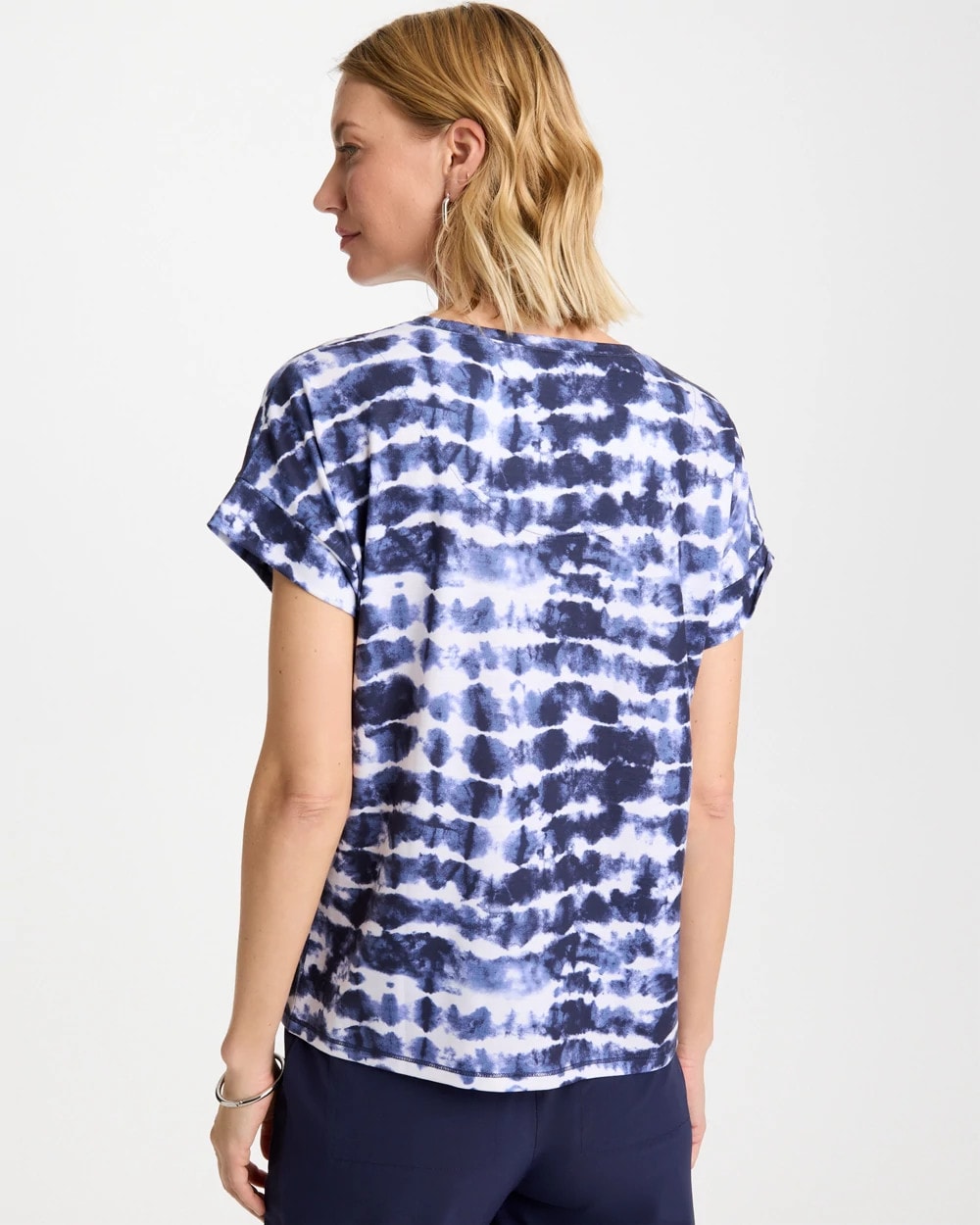 Chico's Discount Passport Blue Zenergy® Tie-Dye Scoop-Neck Tee