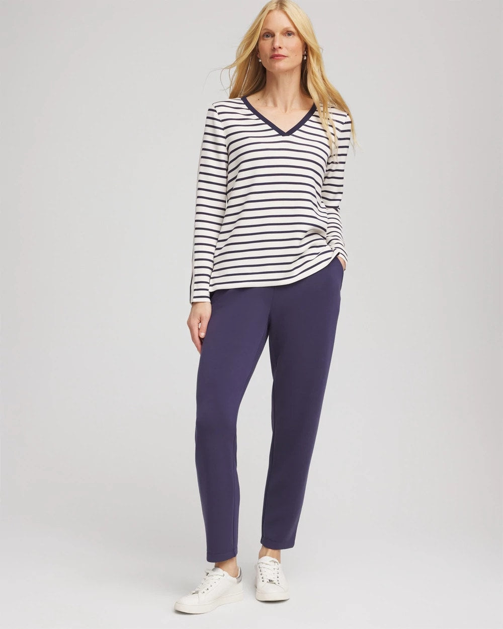 Chico's On Sale Passport Blue Zenergy® Soft Striped Top