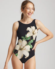 Chico's Outlet Black/Neutral Gottex Yuri Flower One Piece