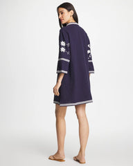 Chico's For Sale Passport Blue Woven Embroidered Swim Cover-Up