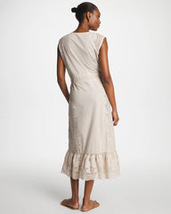 Chico's Outlet Smokey Taupe Woven Eyelet Swim Cover-Up Dress