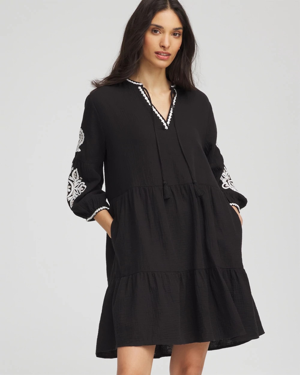 Chico's For Sale Black Woven Embroidered Swim Cover-Up
