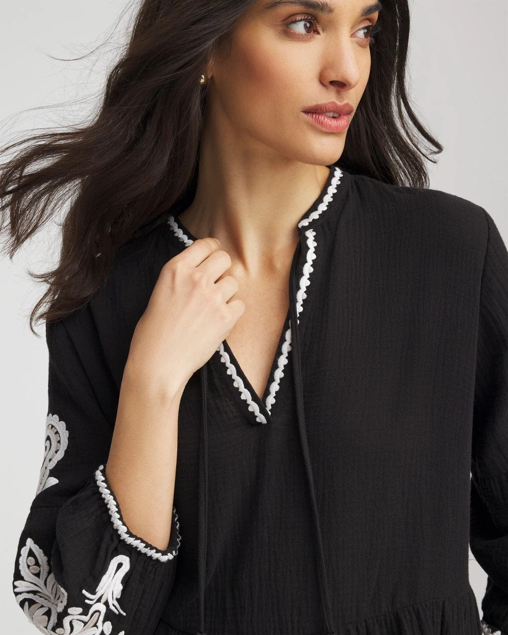 Chico's For Sale Black Woven Embroidered Swim Cover-Up