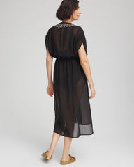 Chico's Online Black Miraclesuit® Beach Embroidered Long Kimono