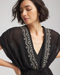 Chico's Online Black Miraclesuit® Beach Embroidered Long Kimono