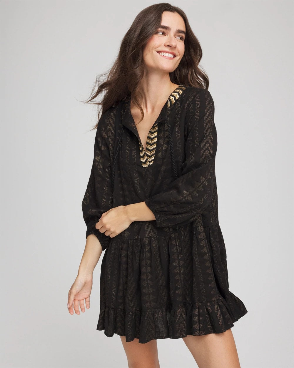 Chico's Sale Black Miraclesuit® Beach Jacquard Dress
