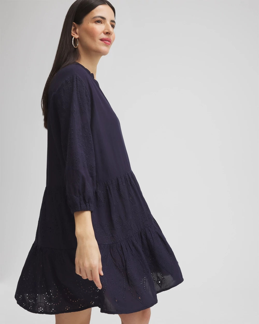 Chico's For Sale Classic Navy Embroidered Eyelet Coverup