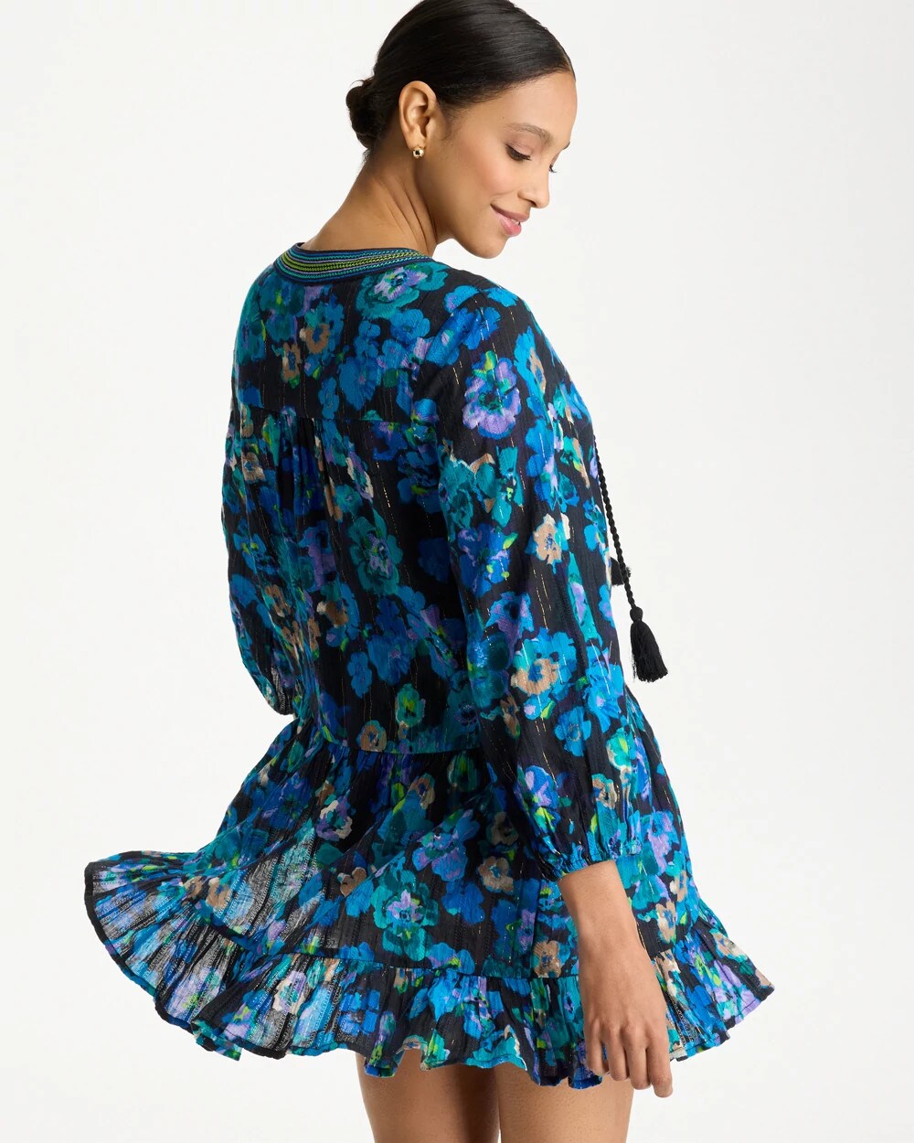 Chico's Discount Black/Multi Secret Garden Beach Dress