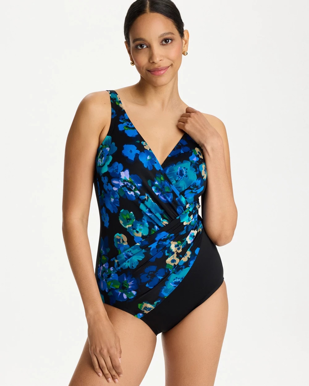 Chico's Sale Black/Multi Secret Garden Oceanus One Piece