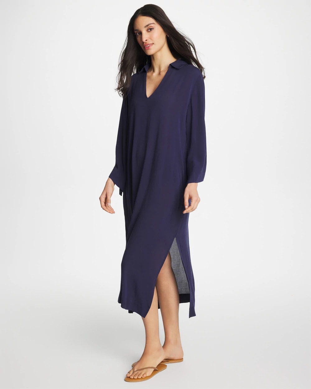 Chico's Sale Passport Blue Woven Collar Swim Cover-Up