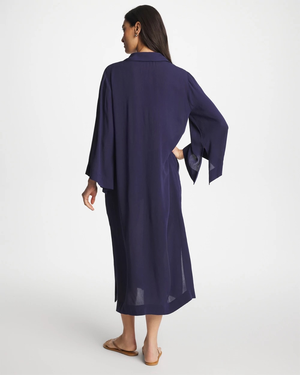 Chico's Sale Passport Blue Woven Collar Swim Cover-Up