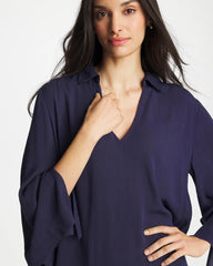 Chico's Sale Passport Blue Woven Collar Swim Cover-Up