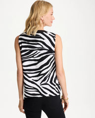 Chico's For Sale Black Zebra Cotton-Stretch Notch Neck Tank