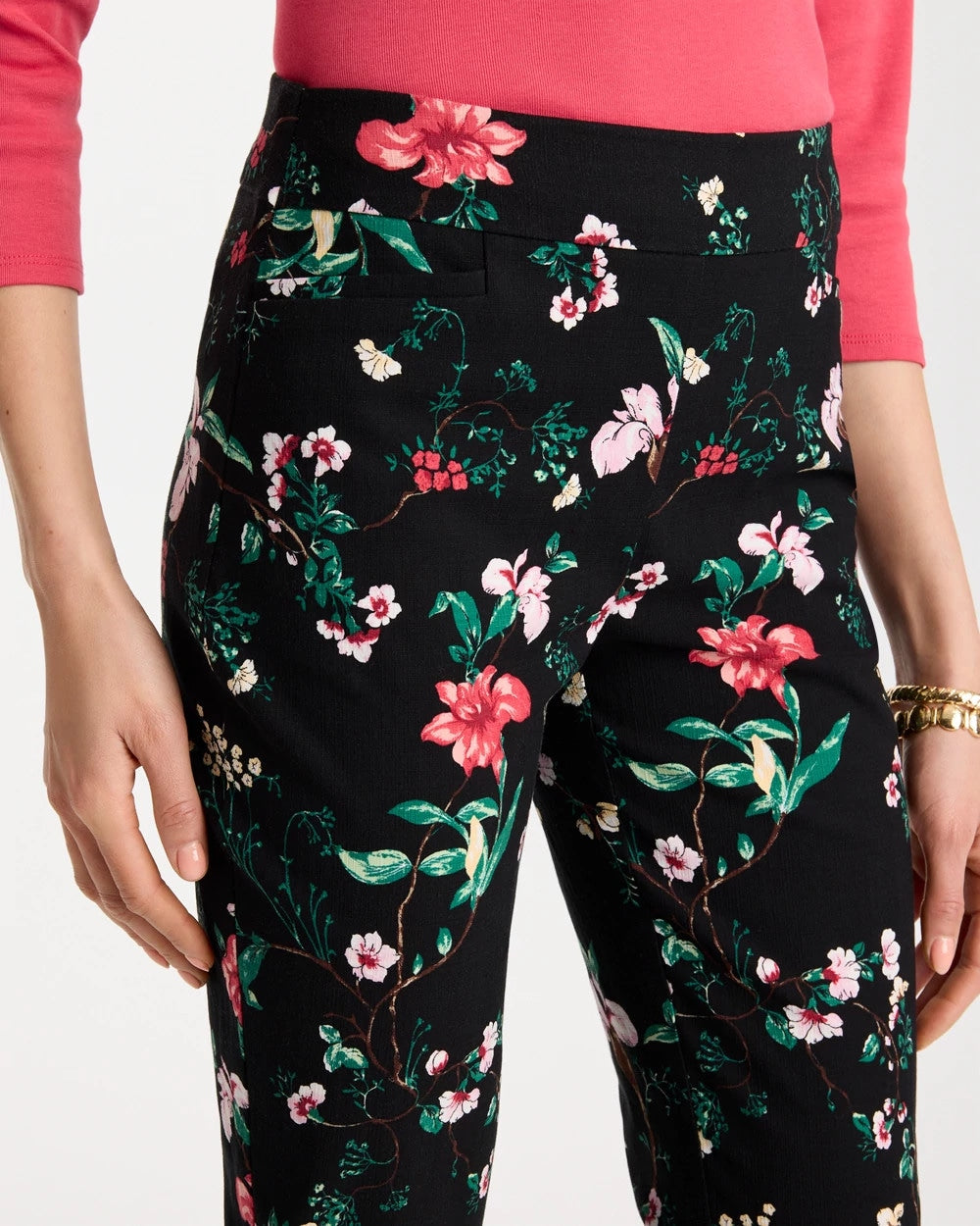 Chico's Sale Black Kyoto Bloom Brigitte™ Slim Ankle Pants
