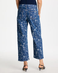 Chico's Outlet Indigo Girlfriend Wide Floral Crop Jean