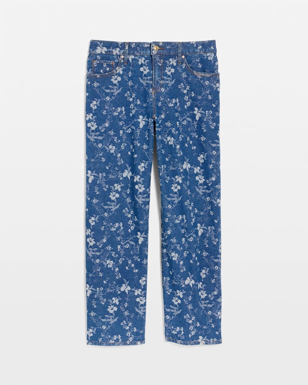 Chico's Outlet Indigo Girlfriend Wide Floral Crop Jean