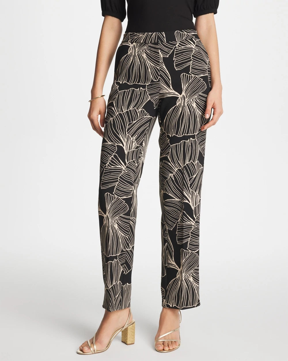 Chico's Discount Black Ginkgo Crepe Tapered Ankle Pants