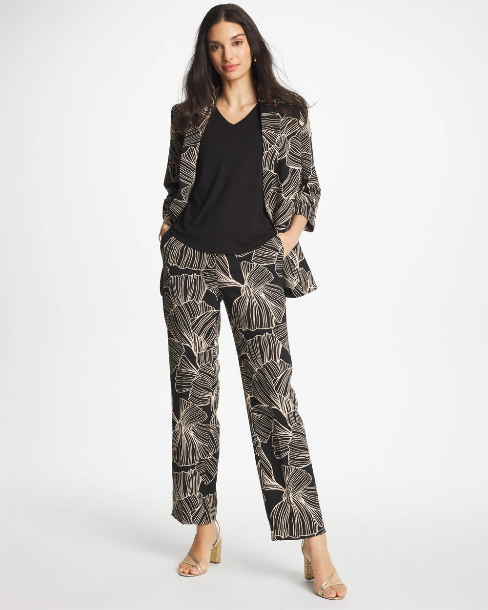 Chico's Discount Black Ginkgo Crepe Tapered Ankle Pants