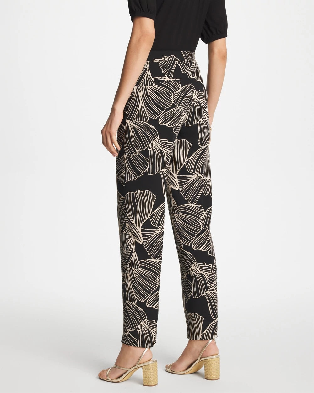 Chico's Discount Black Ginkgo Crepe Tapered Ankle Pants