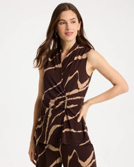 Chico's For Sale Cocoa Bean Travelers™ Zebra Knit Wrap Top