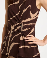 Chico's For Sale Cocoa Bean Travelers™ Zebra Knit Wrap Top