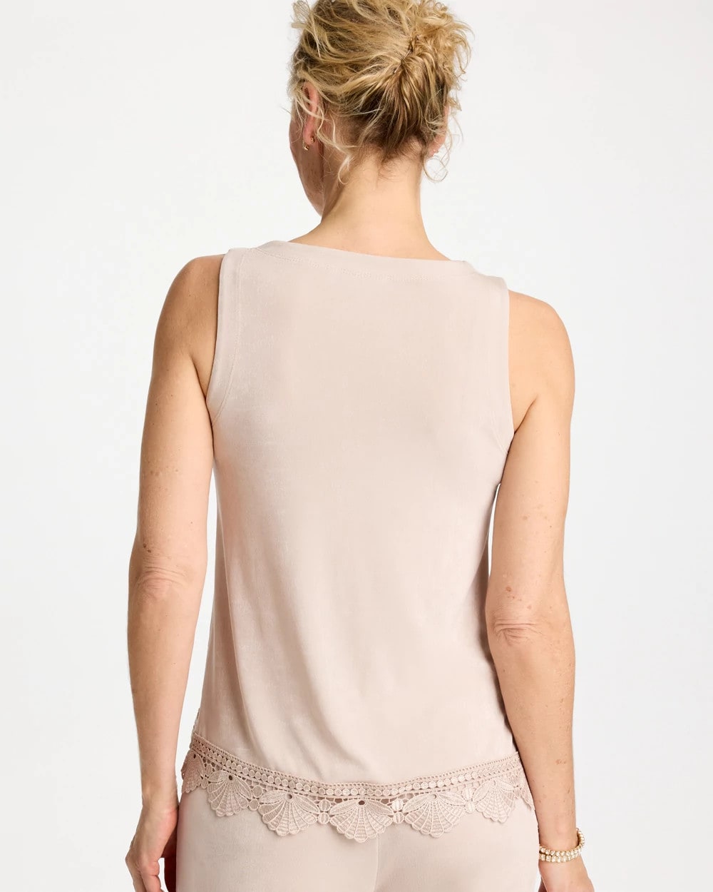 Chico's Outlet Smokey Taupe Travelers™ Scallop Lace Tank