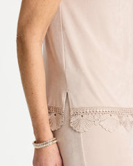 Chico's Outlet Smokey Taupe Travelers™ Scallop Lace Tank