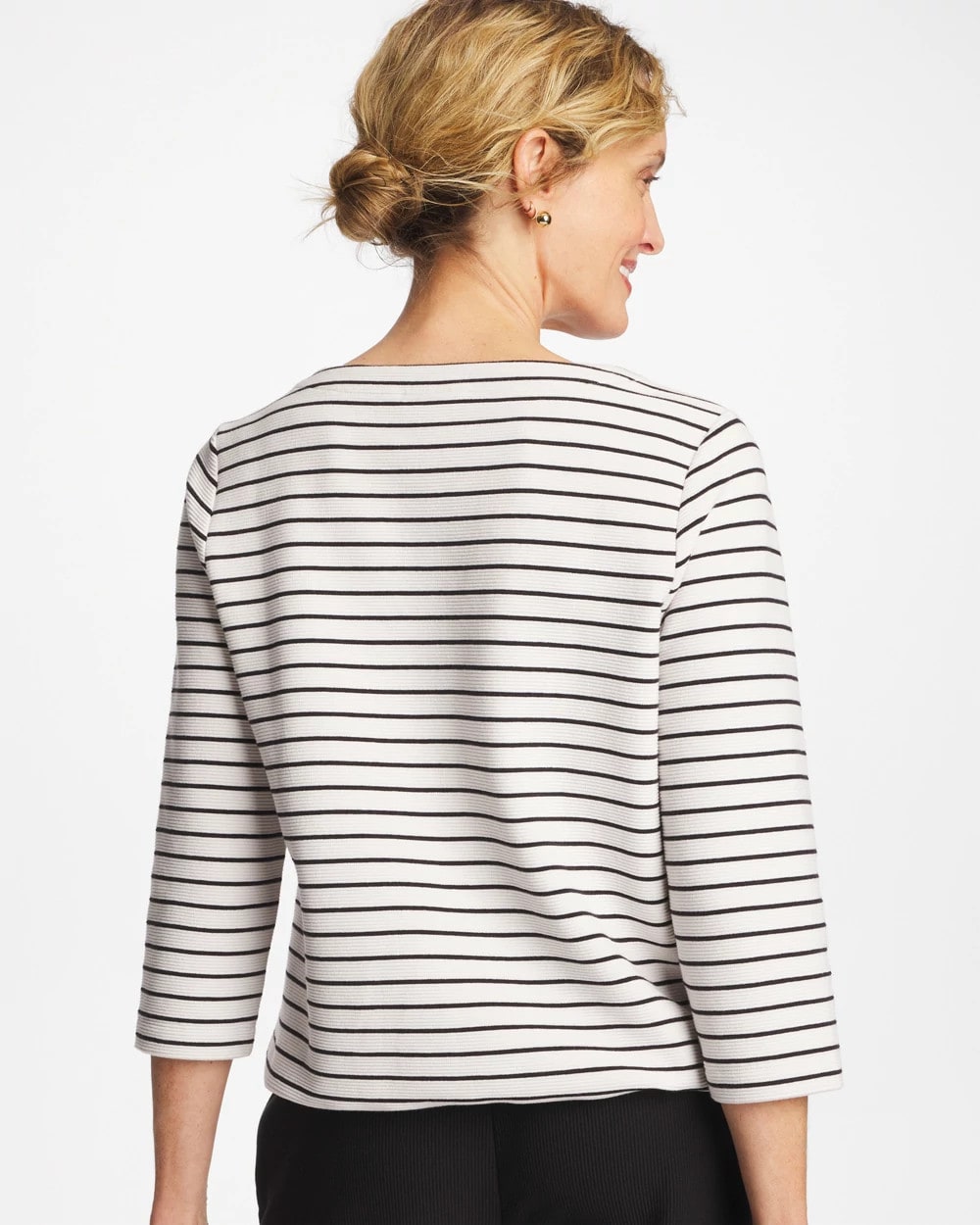 Chico's Outlet Black Zenergy® Striped Ottoman Drawstring Top