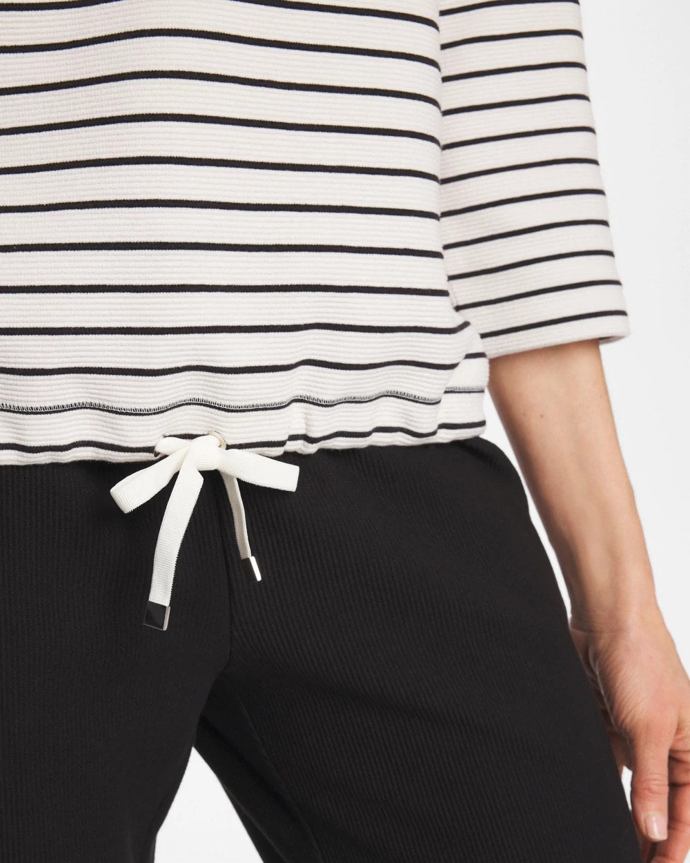 Chico's Outlet Black Zenergy® Striped Ottoman Drawstring Top