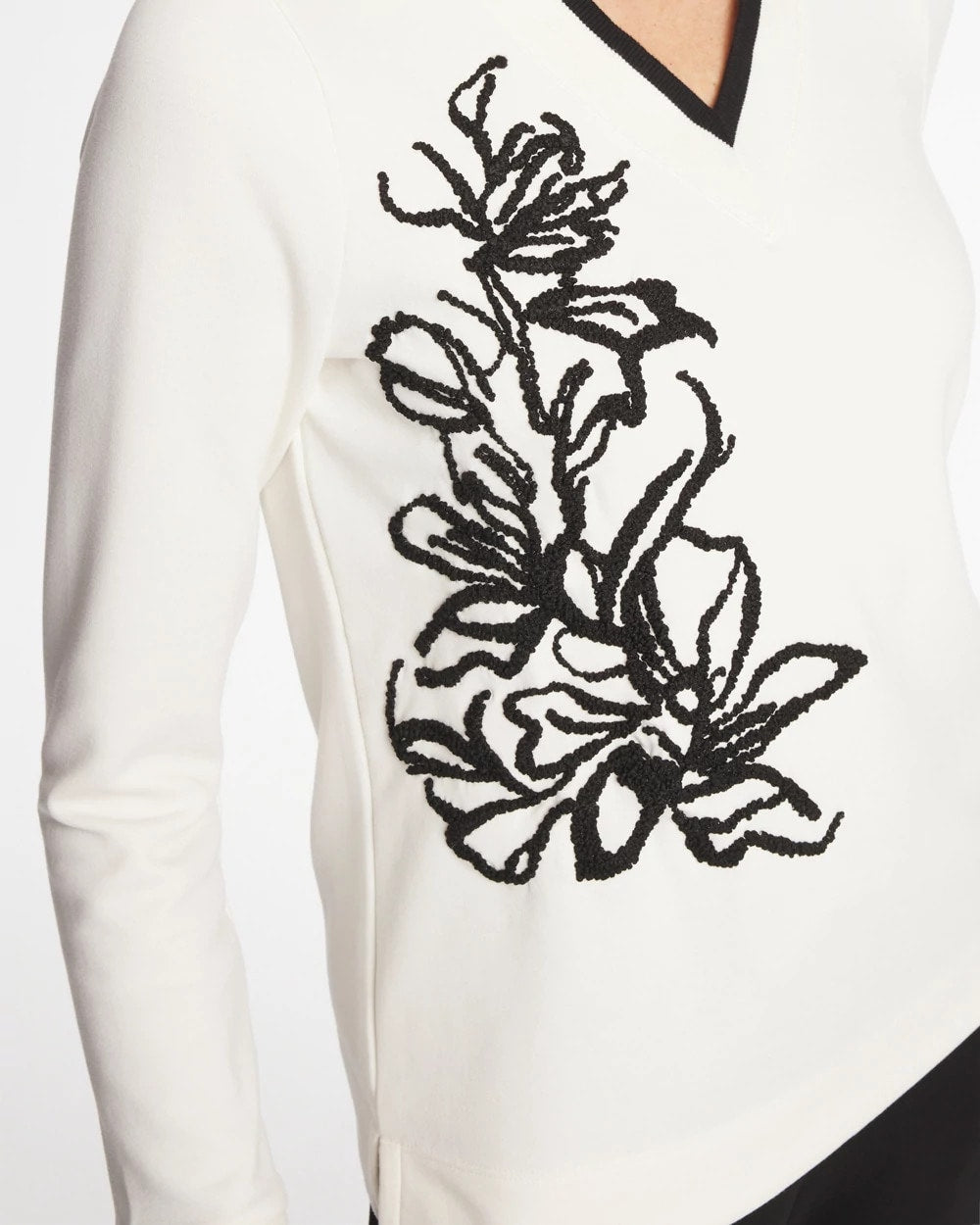 Chico's For Sale Ecru Zenergy® Double-Knit Applique Top