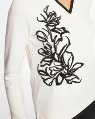 Chico's For Sale Ecru Zenergy® Double-Knit Applique Top