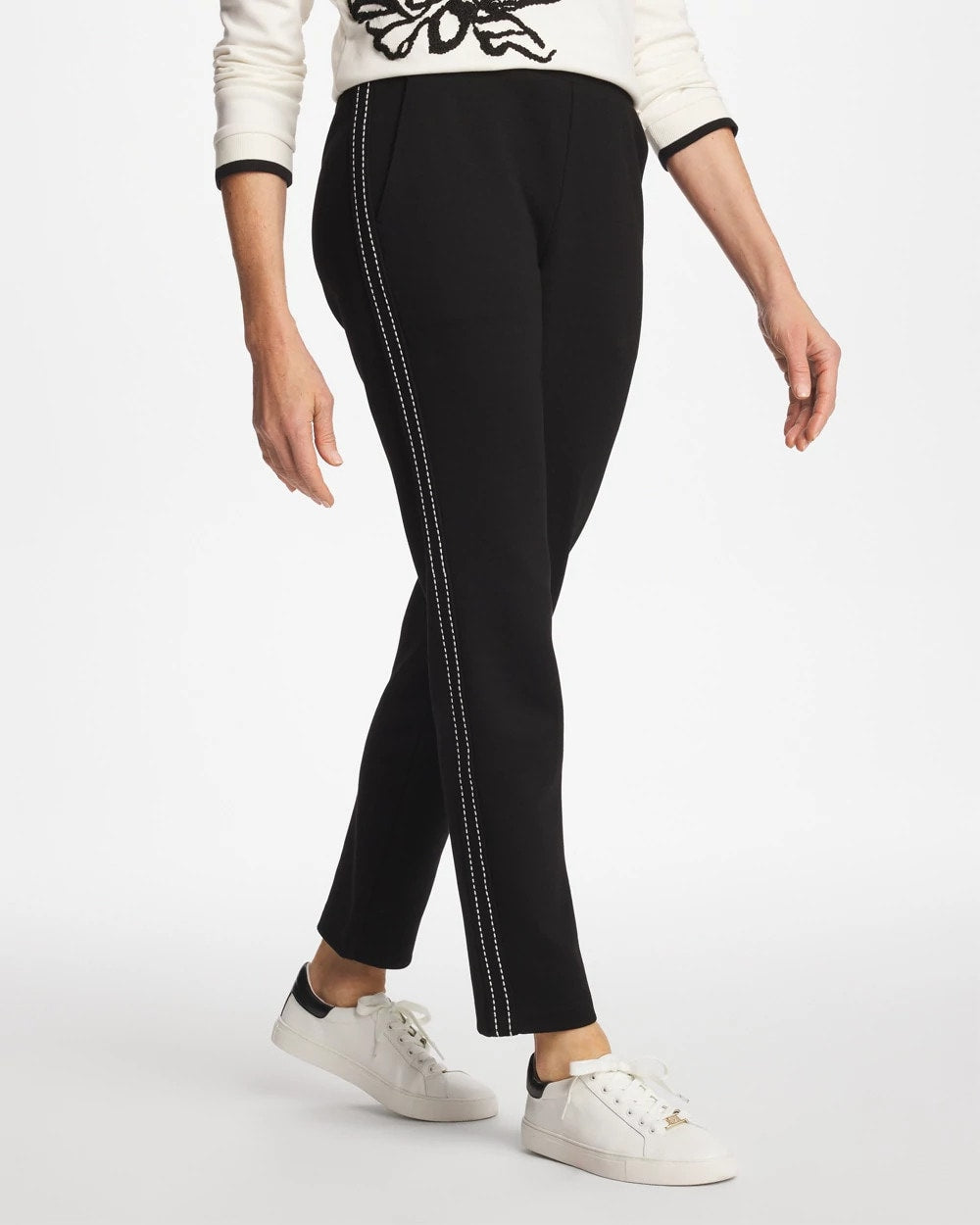 Chico's Online Black Zenergy® Double-Knit Pick Stitch Ankle Pants