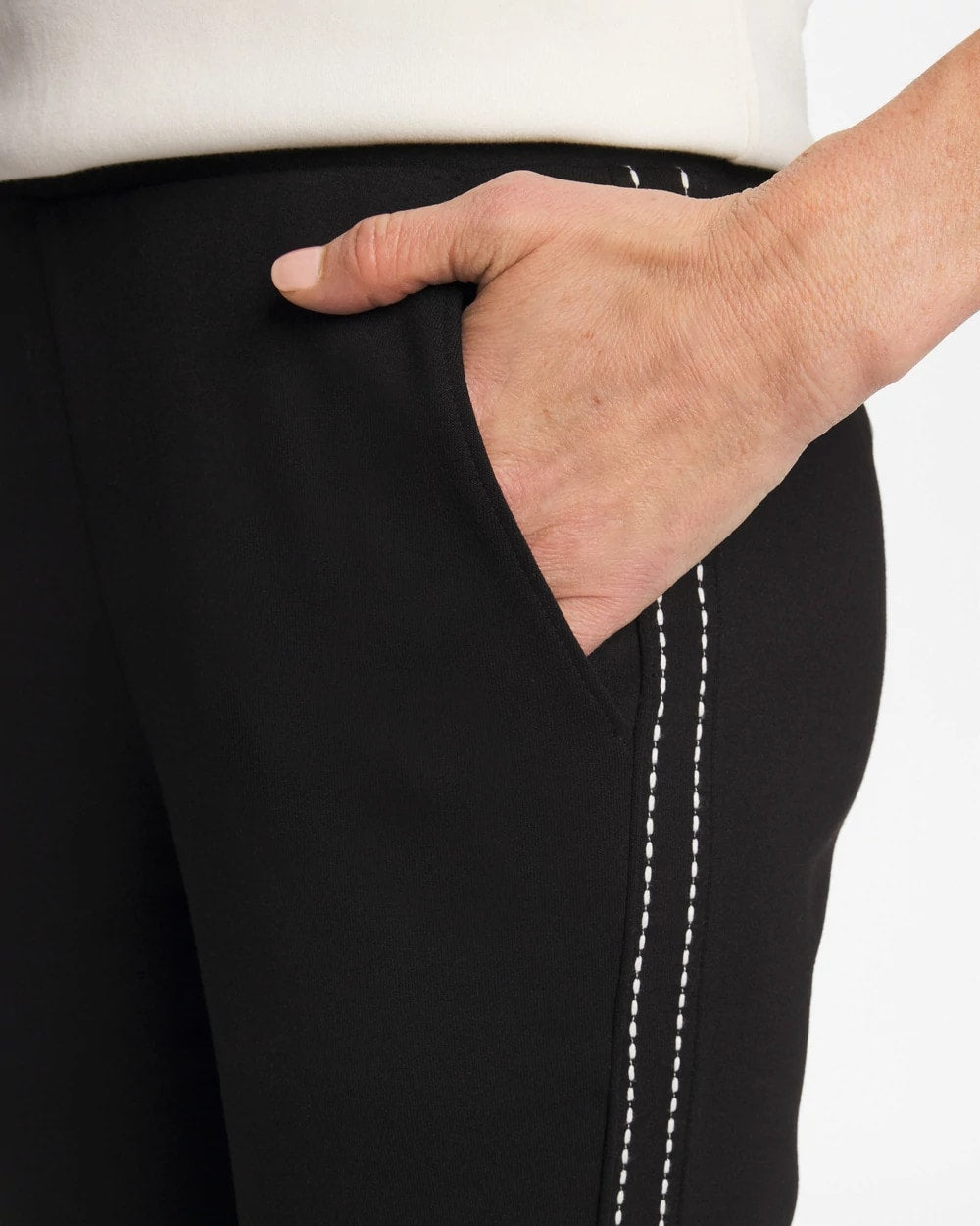 Chico's Online Black Zenergy® Double-Knit Pick Stitch Ankle Pants