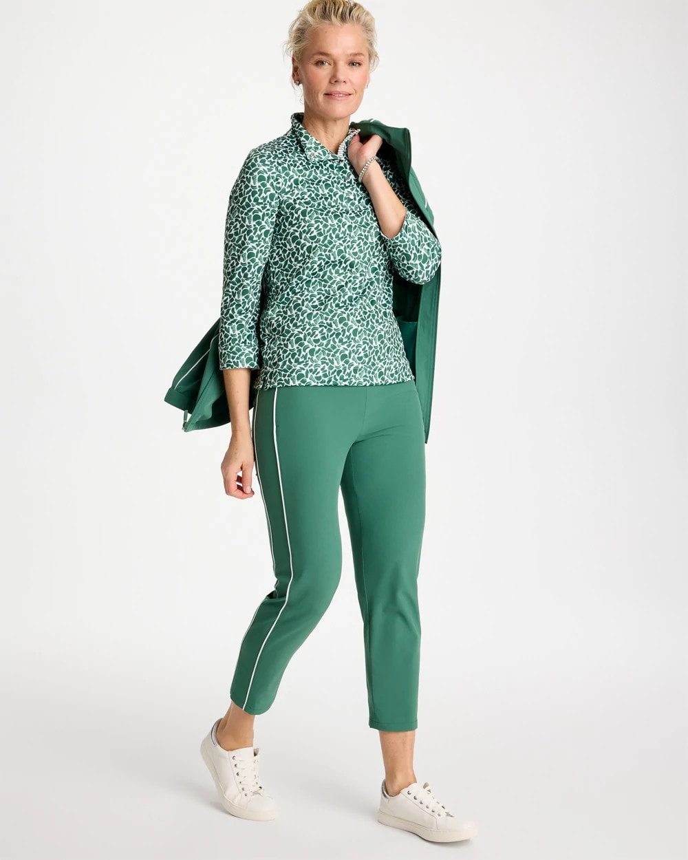Chico's Sale Water Lily Green Zenergy® UPF Side Piping Ankle Pants