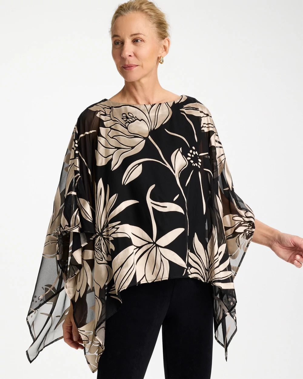 Chico's Online Travelers Black Travelers™ Burnout Floral Chiffon Top