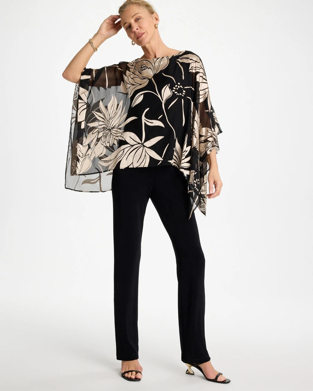 Chico's Online Travelers Black Travelers™ Burnout Floral Chiffon Top