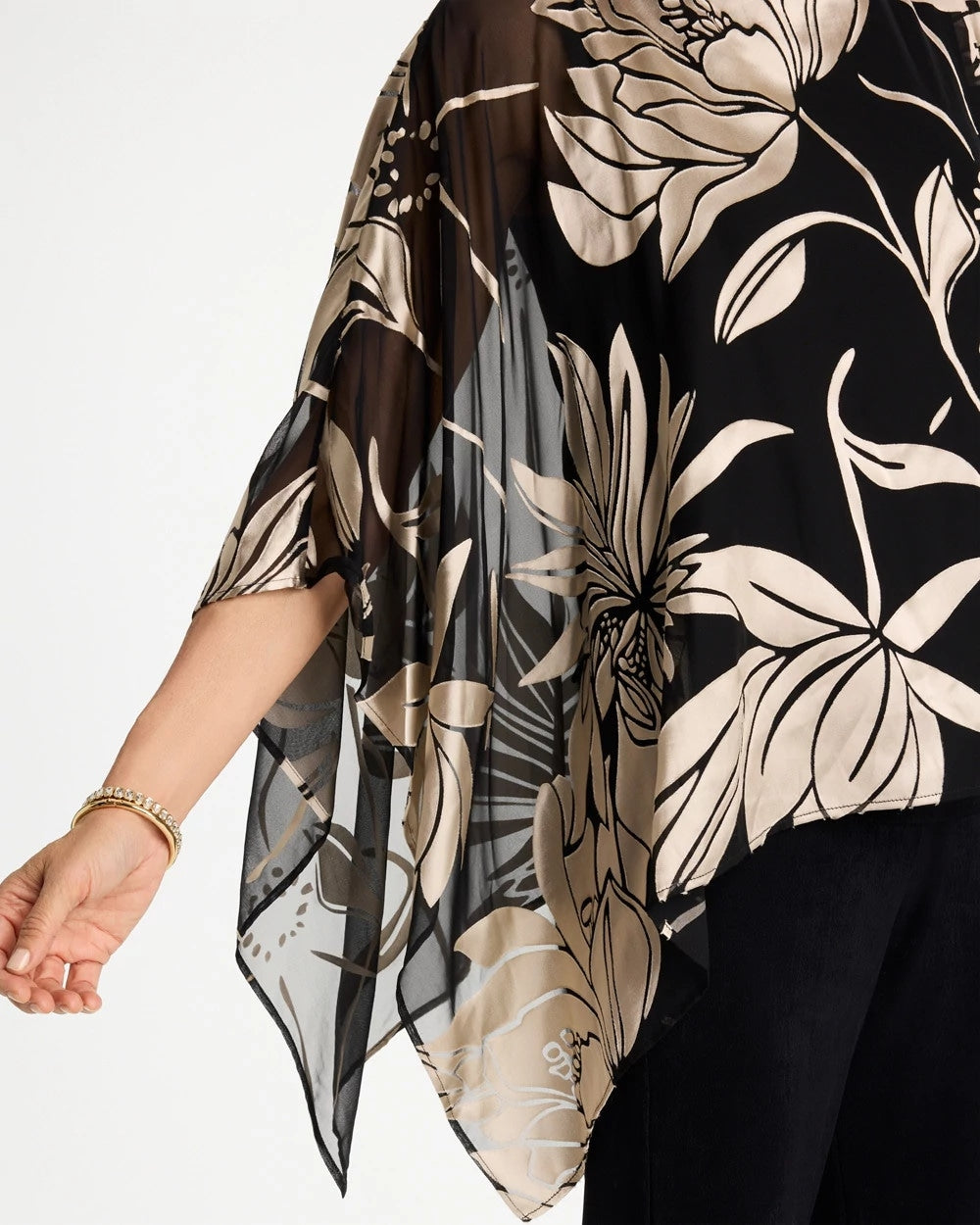 Chico's Online Travelers Black Travelers™ Burnout Floral Chiffon Top
