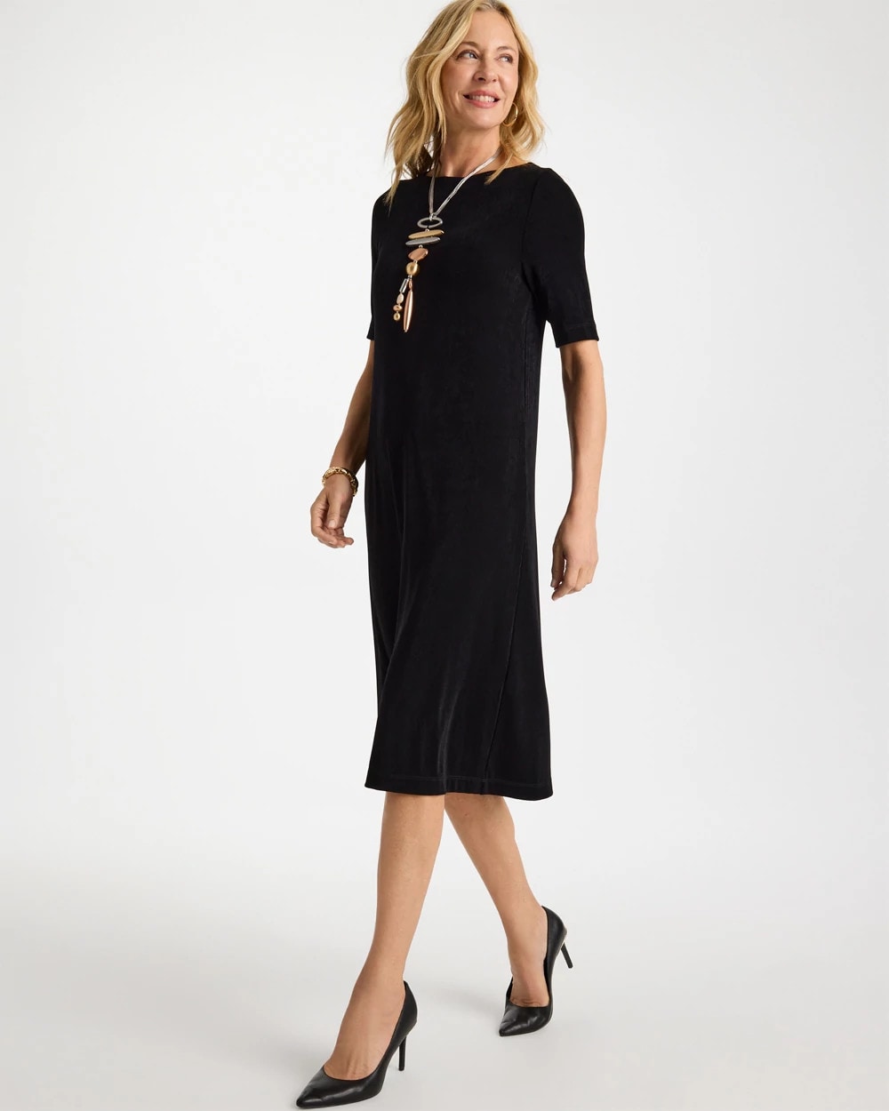 Chico's Sale Travelers Black Travelers™ Elbow Sleeve Dress