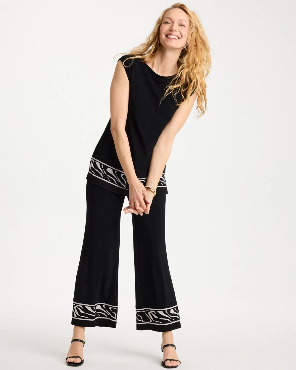 Chico's Outlet Travelers Black Travelers™ Abstract Zebra Trim Tunic