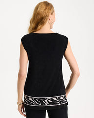 Chico's Outlet Travelers Black Travelers™ Abstract Zebra Trim Tunic