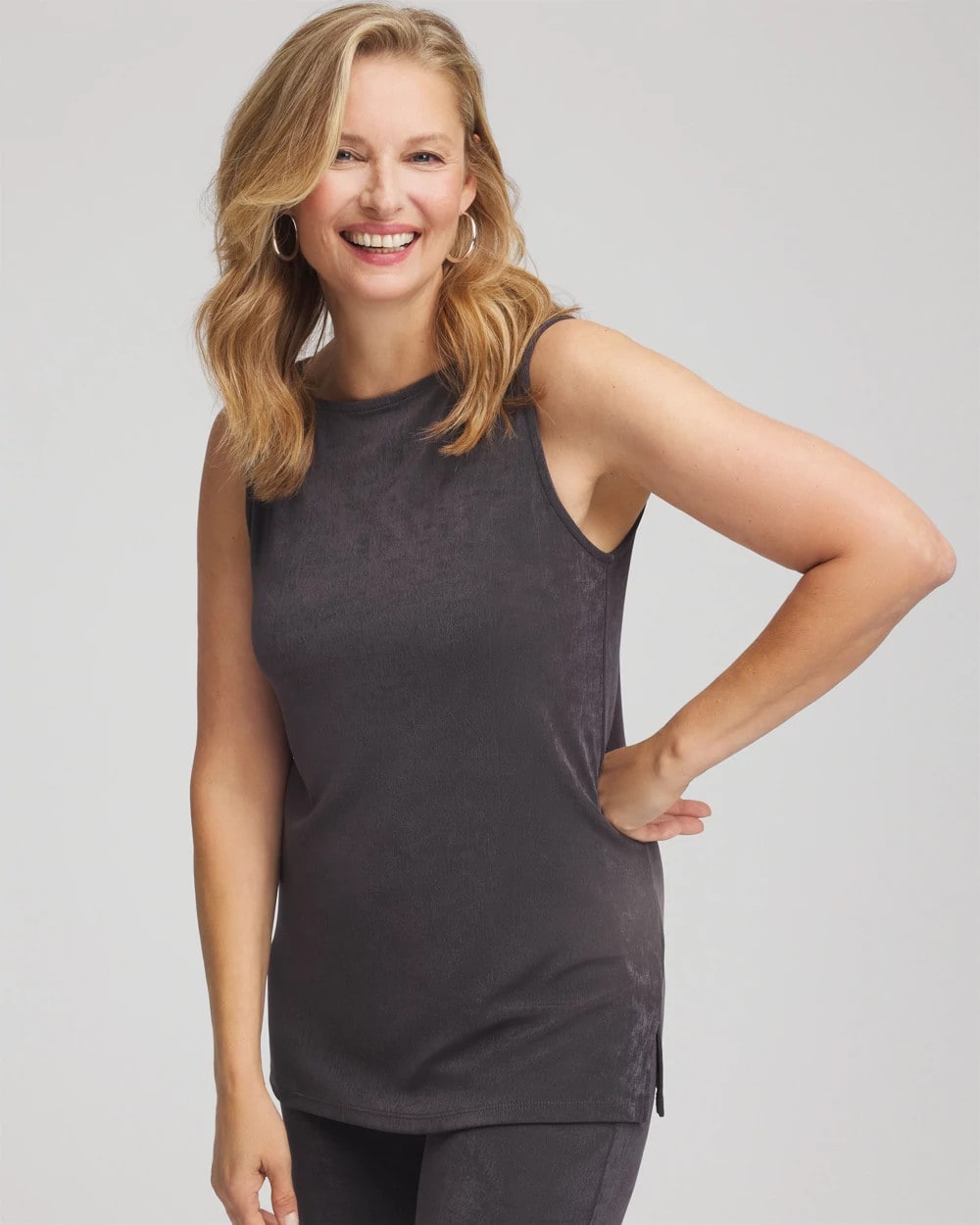 Chico's Discount Serene Gray Travelers™ Classic Side-Slit Tank