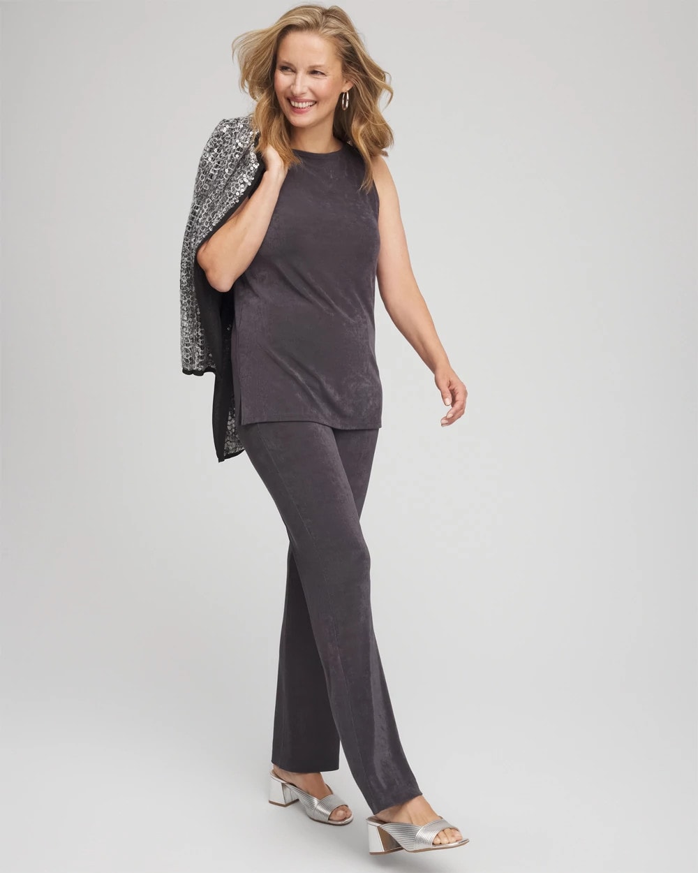 Chico's Discount Serene Gray Travelers™ Classic Side-Slit Tank