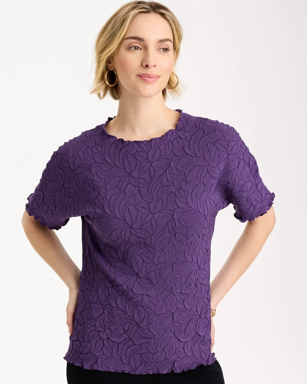 Chico's Sale Rich Amethyst Travelers™ Embossed Pullover Top