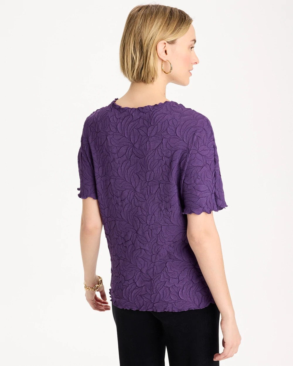 Chico's Sale Rich Amethyst Travelers™ Embossed Pullover Top