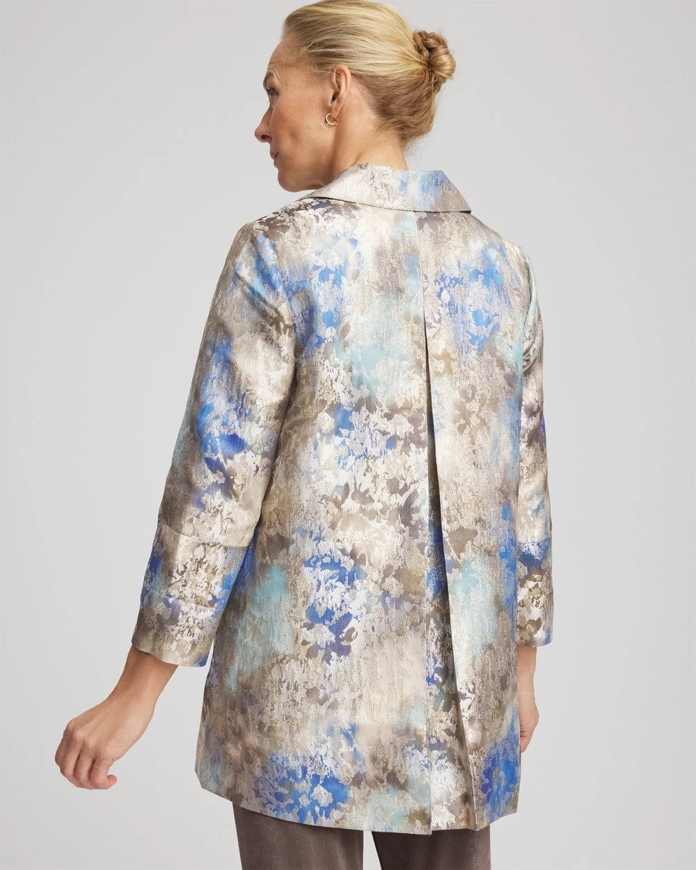 Chico's Outlet Walnut Travelers™ Collection Watercolor Jacquard Jacket